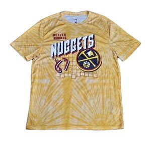 Denver Nuggets NBA Basketball Polyester Yellow Tie Dye Graphic Shirt Size Large